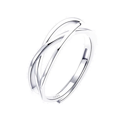 OOOPEL Sterling Silver Adjustable Ring S925 Silver Rings for Women Cubic Zirconia Twist Love Knot Dainty Ring Silver Minimalist Open Finger Rings Silver Thumb Sterling Silver Ring