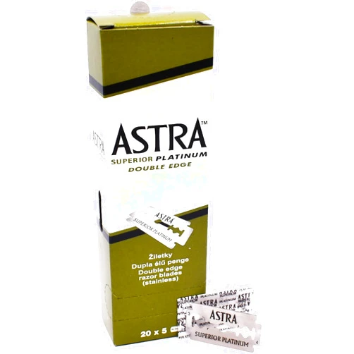 Astra Platinum Double Edge Safety Razor Blades,100 Blades (20 x 5)