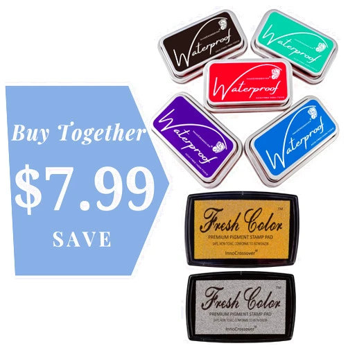 InnoCrossover Best Stamp Metallic Pigment Ink Pad - Gold and Silver & 5 Colors Waterproof Stamp Pads
