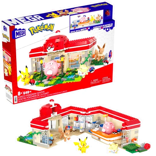 MEGA Pokémon Building Toys Set Forest Pokémon Center with 648 Pieces, 4 Poseable Characters, for Kids