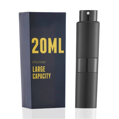 Owlyee Perfume Travel Refillable Atomizer Bottle: Cologne Spray Mini for Refill - Empty Fragrance Sprayer for Men - Large Size 20ML Black