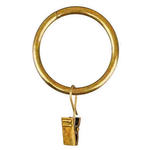 Chistepper 30 Packs 1.5 Inch Antique Brass Curtain Rings with Clips, Metal Drapery Clips Hooks, Drape Rings for Curtain Rods Fit Up to 1.0~1.25 Inch Drapery Panel(1 1/2-Inch Inner Diameter)