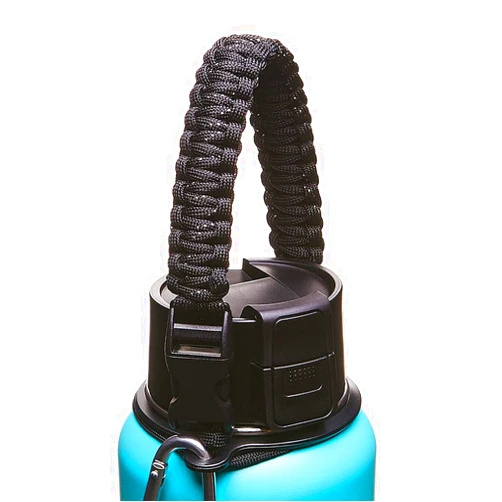 WaterFit Paracord Handle - Paracord Carrier Survival Strap Cord with Safety Ring and Carabiner Compatible with Hydro Flask Wide Mouth Water Bottles 12oz - 64 oz