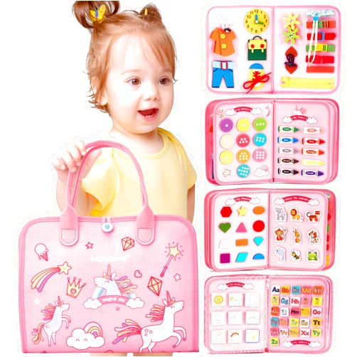 hahaland Busy Board - Montessori Toys for 2 Year Old Girl Toys Birthday Gift, Preschool Learning Activities, Educational Toddler Easter Basket Stuffers Girl Travel Toys for Ages 2-4 Two Year Old Gifts
