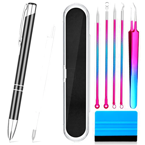 Zonon 8 Pieces Pin Pen Weeding Tool, Craft Vinyl Tool Kit, Includes Air Release Pen, Vinyl Squeegee, Vinyl Tweezers Weeders for Lettering, Cutting, Splicing