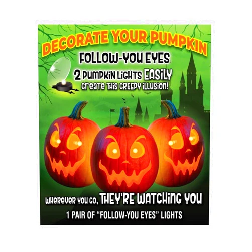 Pumpkin Masters Follow You Eyes Pumpkin Lights - Creepy Animated Illumination for Jack-o'-Lanterns, Battery-Powered Halloween Decoration (2 Lights)