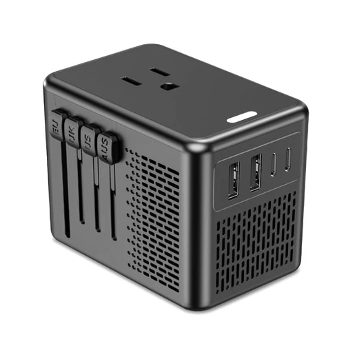 IPLUSO 220V to 110V Converter Voltage Converter US to Europe Voltage Converter for Hair Dryer with 2 USB A and 2 USB C, European Travel Adapter Power Converter Adapter Combo from US to Italy UK AUS(Black)