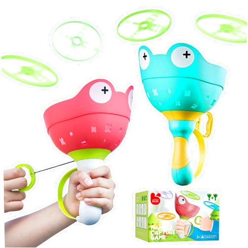 Obsiusfb 2-Pack Flying Disc Launcher Toy for Kids - Fun Outdoor Toys with 12 Discs, Backyard & Spring Outdoor Games, Fun & Safe Yard Toys for Children's Active Play