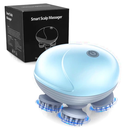 Ankilo Upgraded Handheld Pet Massager for Dogs and Cats, Electric Cat Dog Massager, with 4 Rotatable Massage Heads, Three Modes, for Relieving Tight Stiffness Muscles, Promote Bonding (Light Blue)