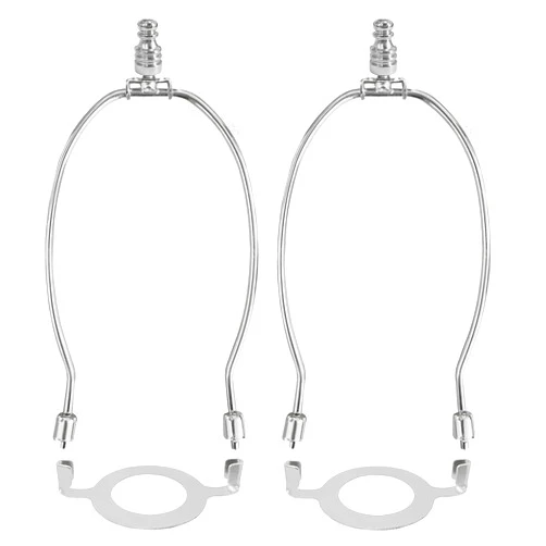 GIGIVOSHA Lamp Shade Harps Holder Adjustable Kit - 8 9 10 Inch with E26 UNO Light Base Set Lampshades parts for Table and Floor Lamps finials Bracket Light Fitting - 2 Pack (Nickel, 8 Inch)