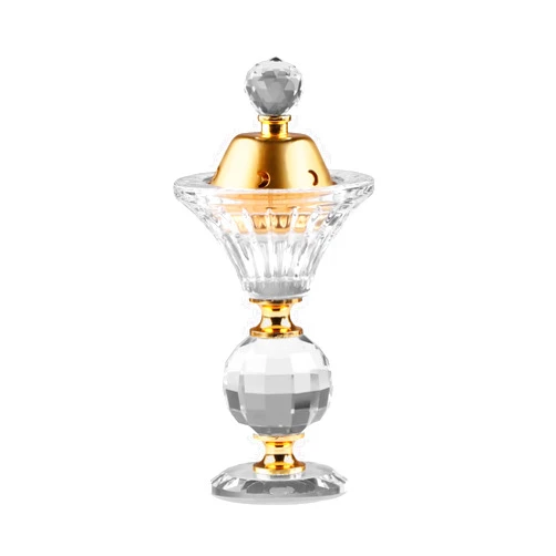 Kokorona Crystal Incense Burner Bakhoor Burner Arabian Diffuser Frankincense Resin Burner Home Deco Aromatherapy Ornament for Yoga Meditation Spa, Cup-Shape