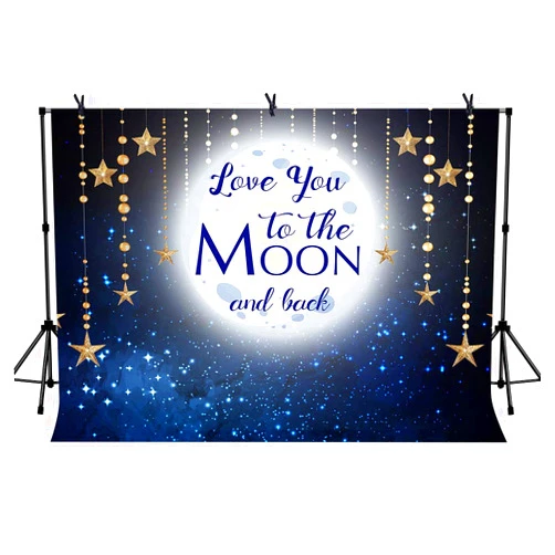 LYLYCTY 7x5ft Party Backdrop Love You to The Moon and Back Photography Background Marriage Engagement Baby Shower Birthday Decoration Kid Girl Photos Prop LYZY1125