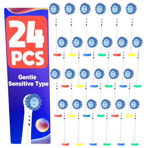 CXYARY 24 Pcs Replacement Toothbrush Heads Compatible with Oral-B Braun, Gentle Sensitive Type Electric Toothbrush Replacement Brush Heads, Refill for Oral B 7000/Pro 1000/9600/ 500/3000/3757/7500/8000