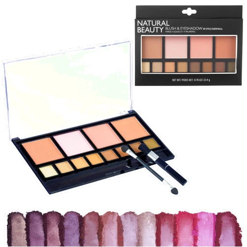 STYLE ESSENTIALS Women's Cosmetics NATURAL BEAUTY Blush and Eyeshadow Palette - 12 Shades Shimmer and Matte Finishes