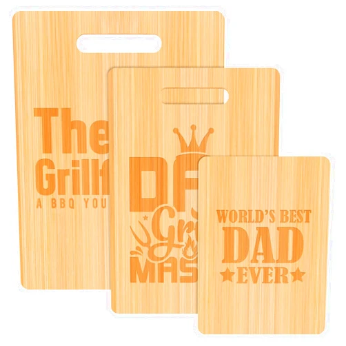 FillTouch 3 Pcs Grilling Gifts for Dad Best Dad Birthday Gift Engraved Bamboo Cutting Board Fathers Day Christmas Gift for Dad BBQ Meat Cutting Board for Kitchen Accessories, Assorted Sizes
