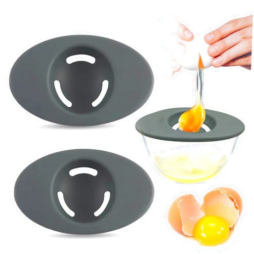 COKSDUPID 2PCS Silicone Egg Separators, Food-Silicone Egg White Separator, 3-Slit Egg White Separator from Yolk for Baking, Must-Have Egg Separator Tool, Set of 2