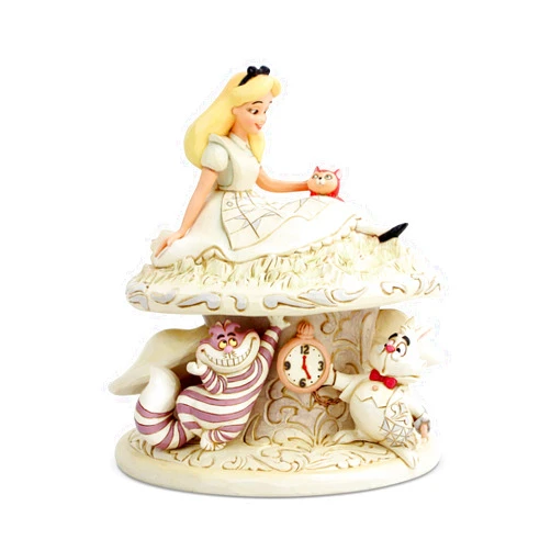 Disney Enesco Disney Traditions by Jim Shore White Woodland Alice in Wonderland Mushroom Figurine, 7 Inch, Multicolor