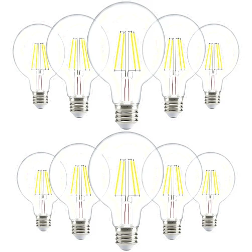 Sunco Lighting Sunco 10 Pack G25 Globe Light Bulbs LED Edison Vanity Light Bulbs, CRI90 2700K Soft White, Dimmable, 5W=60W, Clear Vintage Filament Globe, 500 Lumens, E26 Base Indoor Outdoor Clear UL