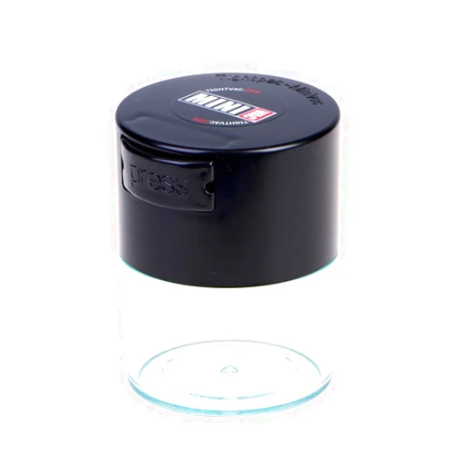 TIGHTPAC MINIVAC Minivac - 10g to 30 grams Airtight Multi-Use Vacuum Seal Portable Storage Container for Dry Goods, Food, and Herbs - Black Cap & Clear Body