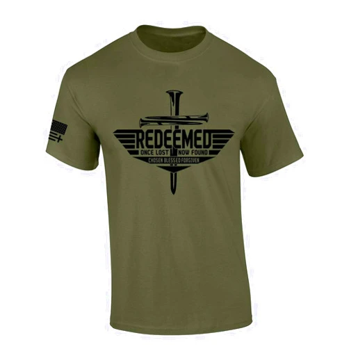 Trenz Shirt Company Men's Christian T-Shirt Redeemed Once Lost Now Found Chosen Blessed Forgiven Short Sleeve T-Shirt