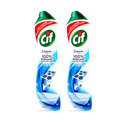 Cif Original Multipurpose Surface Cleaner Cream for Kitchen & Bathroom, Ocean Breeze Scent, 100% Dirt Removal with Natural Cleaning Particles, 2x500ml
