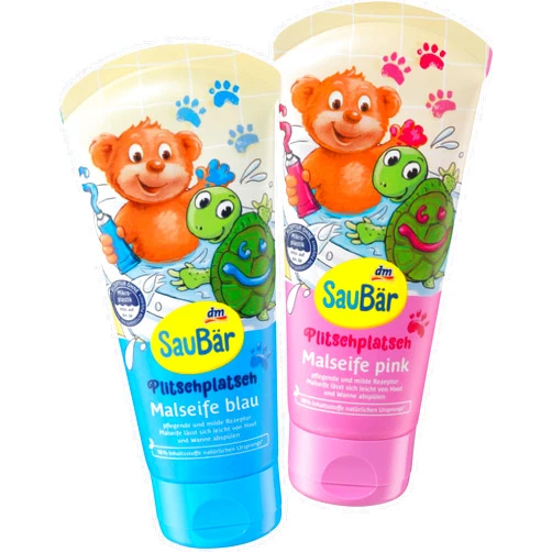 SauBär SauBaer Kid's Washable Painting Soap - Pink or Blue, 75 ml (2.54 oz) - Made in Germany