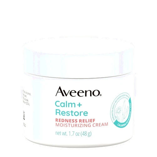 Aveeno Calm + Restore Facial Cream for Redness Relief, Soothing Face Moisturizer for Sensitive Skin, Hypoallergenic Formula, Fragrance-Free, 1.7 OZ