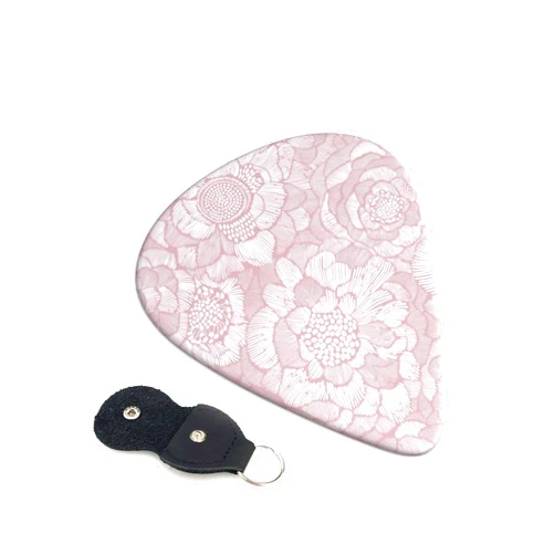 KWSAAHU Guitar Picks-Medium（0.71mm） Guitar Pics Acoustic for Electric Ukulele Bass, Unique Picks 6PCS Bring a Storage Bag Suitable Guitar Players Music Lovers - Pink Blossom