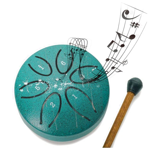 TWODEER Rain Chime Drum-Steel Tongue Drum 3 Inches 6 Notes,Rain Drum for Outside Garden,Steel Tongue Drum Rain Chime Waterproof, Mini Handpan Drum, Drum Rain Chime Waterproof (Foliage starry green)