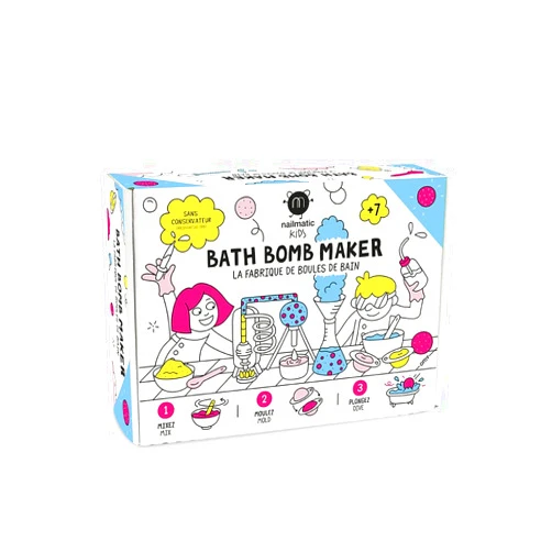 Nailmatic Bath Bomb Maker - DIY Bath Bomb Making Kit for Kids, Includes Molds, Makes 4 Bath Bombs, Safe Vegan Formula, Ages 7+