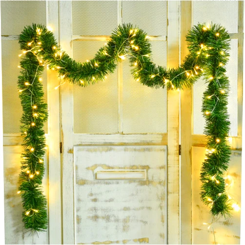 DearHouse 16.5 Ft Christmas Garland Decorations with 50 LED Light, Green Holiday Decor for Outdoor or Indoor Home Garden Artificial Greenery Garland, or Party Holiday Decorations