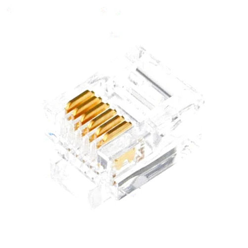 Uvital 200 Pack RJ12 6P6C Plug, Transparent Telephone Jack Flat Cable Modular Plug Connector Clear Line Snap-in Crimp-On Plugs