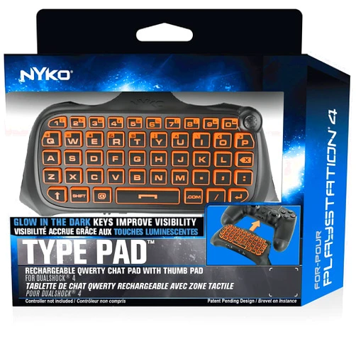 Nyko Type Pad - PlayStation 4 with Built-in Rechargeable Battery, Built-in Speaker without the need for a Headset, .com Shortcut and Full QWERTY Style Keyboard