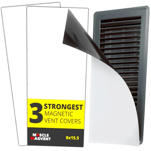 Muscle MagVent Strongest Magnetic Vent Covers (3-Pack), Flexible Floor Vent Cover, Cut to Size Air Vent Covers, Heat/AC Vent Covers for Home Ceiling Registers, 8