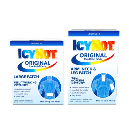 Icy Hot Original Medicated Pain Relief Patch, Large, 5 Count Original Small Pain Relief Patches (5 Count) Powerful Targeted Relief for Arm, Neck & Leg