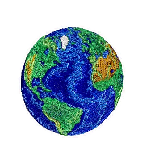 PatchClub Blue Earth World Planet Patch, 3 inches - Iron On/Sew On - Colorful Globe Embroidered Badge