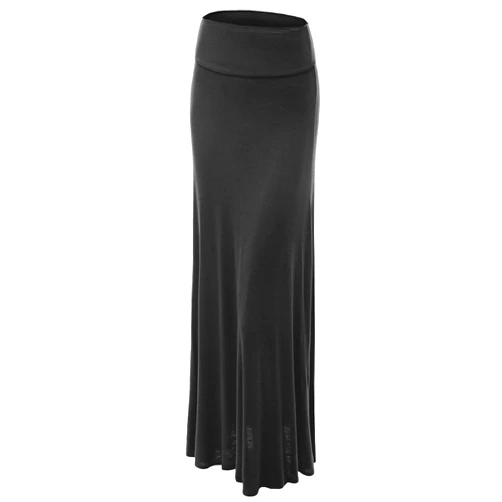 Lock and Love Women's Casual High Waist Solid/Tie Dye Fold Over Flowy Long Maxi Skirt