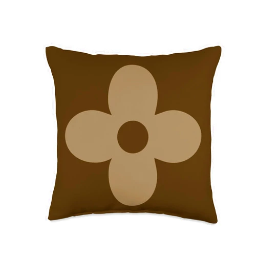 LUXHOME Lux Design 1 Flower Brown/Tan Throw Pillow, 16x16, Multicolor