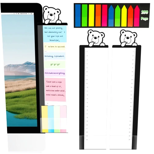 JSLP 2pcs Office Desk Accessories Monitor Memo Board Computer Message Board Office Supplies for Women Men Computer Sticky Note Holder Home Desktop Message Office Decor (Bear cub Monitor Memo Board)