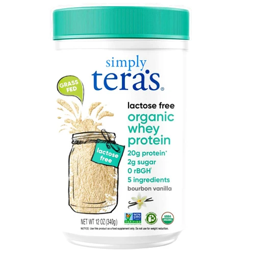 simply tera's Lactose Free Organic Whey Protein Powder - Lactose Free, Vanilla, 20g of Protein Per Serving, Non-GMO, Gluten-Free, rBGH-Free, Kosher - 12 Oz.