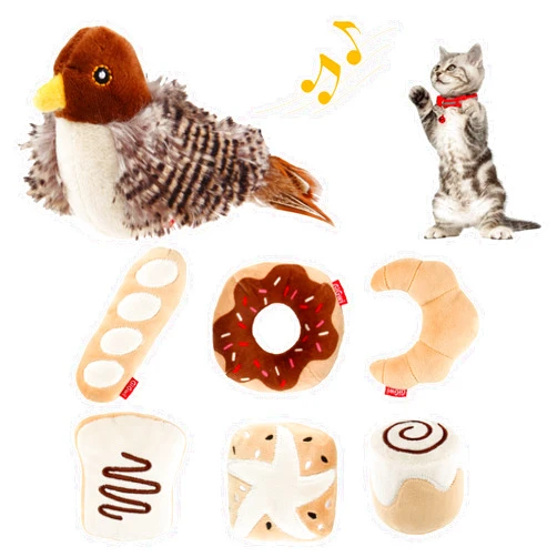 Gigwi Interactive Electronic Cat Toy Bird and Catnip Cat Toys Bread Set