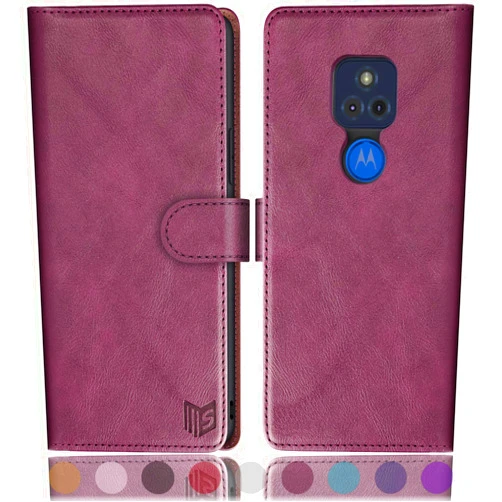 SUANPOT for Moto G Play 2021 with RFID Blocking Leather Wallet case Credit Card Holder, Flip Folio Book Phone case Shockproof Cover for Women Men for Motorola Moto G Play case Wallet Wine Red