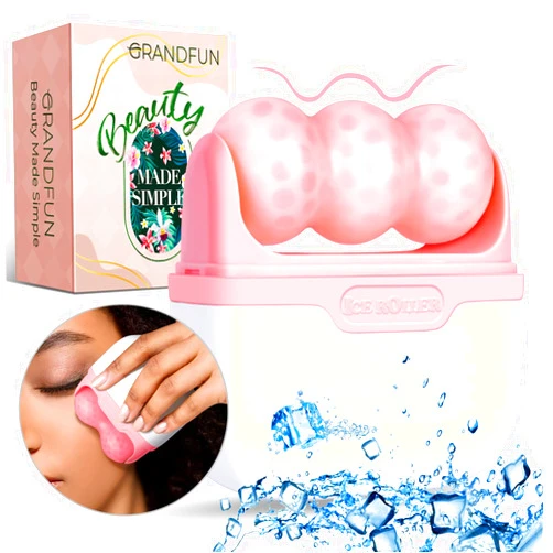 GRANDFUN Valentines Day Gifts for Her Travel Ice Roller for Face and Eye - 2 in 1 Skincare Face Roller Facial Massager Beauty Skin Care Tools Travel Essentials Mothers Day Gifts for Mom Women Wife Girls Adults