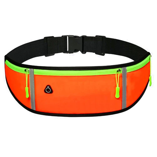 Tadivuvi Universal Running belt, Large Capacity Runner Waist Pack with 3 Pockets,Hiking Travel Camp Running Workout Belt Bag Fanny Pack,Reflective Waist Belt Bag, Easy Carry any Large Phones-Orange