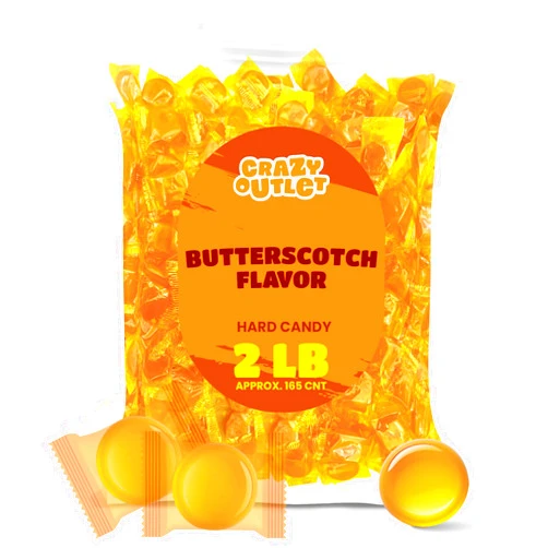 CRAZYOUTLET Butterscotch Hard Candy, Individually Wrapped Bulk Pack, 2 Pounds