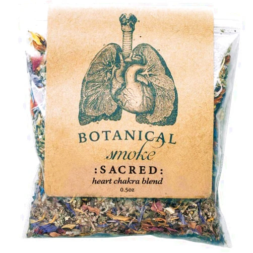 Anima Mundi Apothecary Botanical Sacred Smoke - Organic Herbal Smoking Blend with Mugwort, Rose Petals & Calendula Flowers, Heart Chakra Blend - Natural Herbal Smoke Blend (0.5oz)