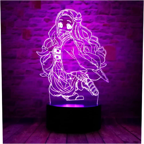 Ganaixin Cartoon Demon Slayer Merch Kamado Nezuko Anime Character 3D LED Optical Illusion Sleep Night Light with Remote 7 Colors Bedroom Decor Table Lamp Birthday Xmas Gifts for Kids Boy Girl