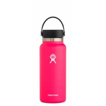 Hydro Flask Water Bottle - Stainless Steel & Vacuum Insulated - Wide Mouth 2.0 with Leak Proof Flex Cap - 32 oz, Watermelon 32 oz (946 ml) Wide Mouth Watermelon