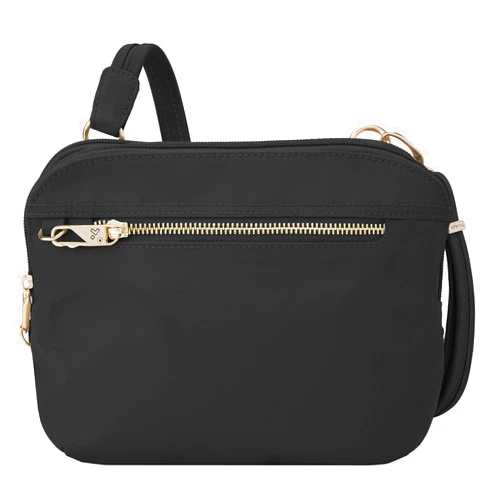 Travelon Women's Anti-Theft Tailored East/West Organizer Chrossbody, Onyx, 9.5 x 7.5 x 2.5