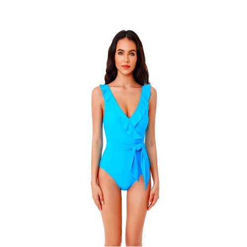 BCA by Rebecca Virtue Women's Kelly Ruffle One Piece Swimsuit, Plunge V-Neck, Bathing Suits for Women